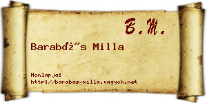 Barabás Milla névjegykártya